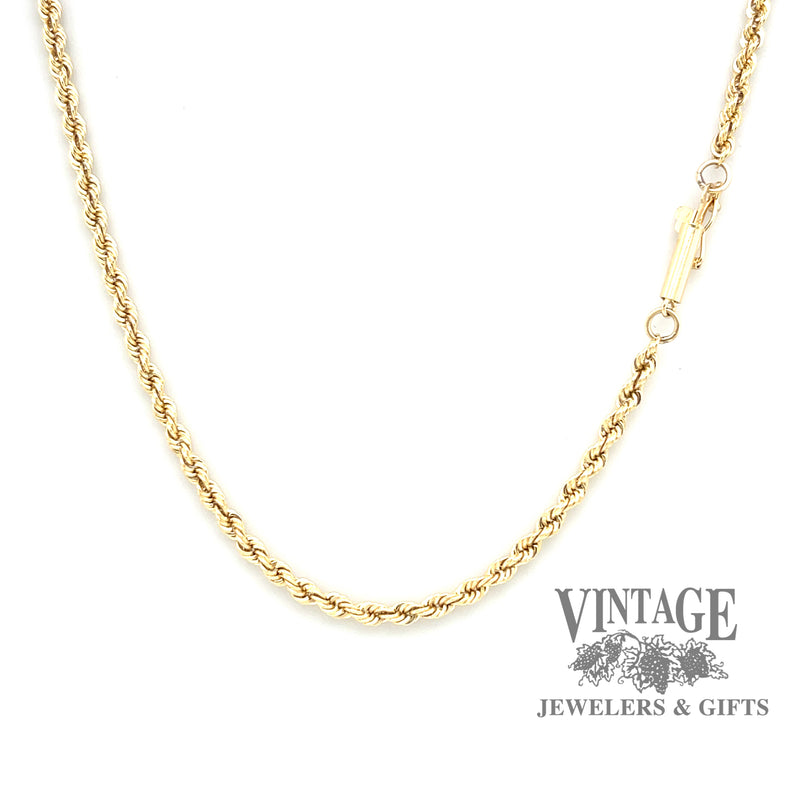 21” 2.5mm 14ky gold rope chain