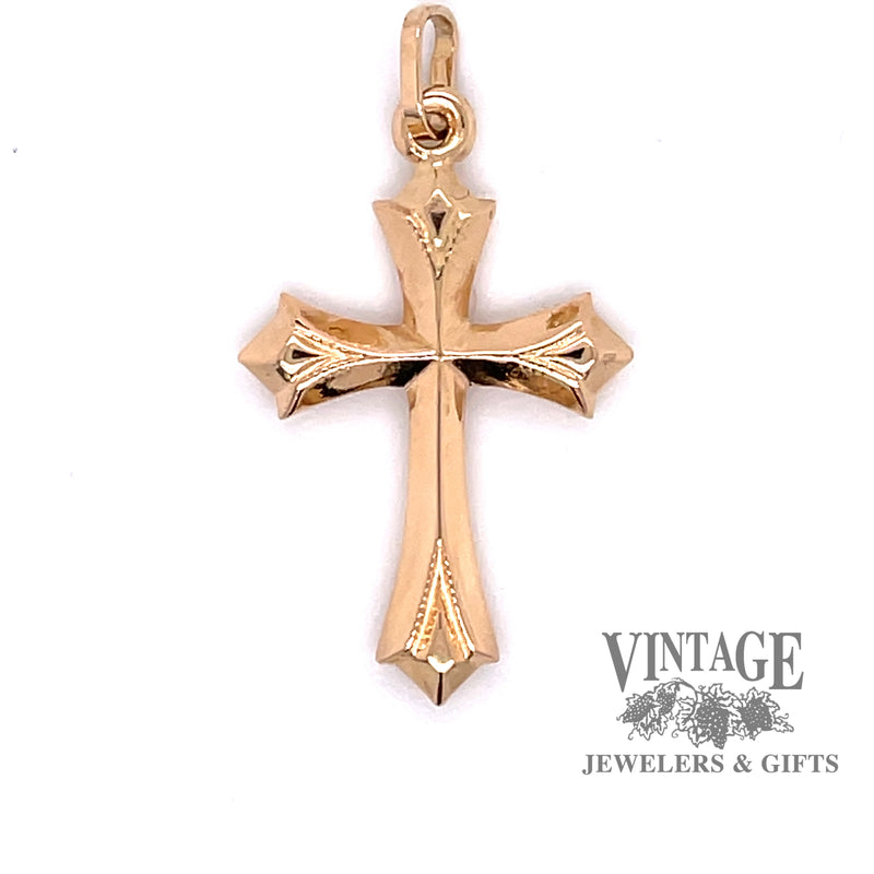 18 karat yellow gold estate "puffed" hollow cross