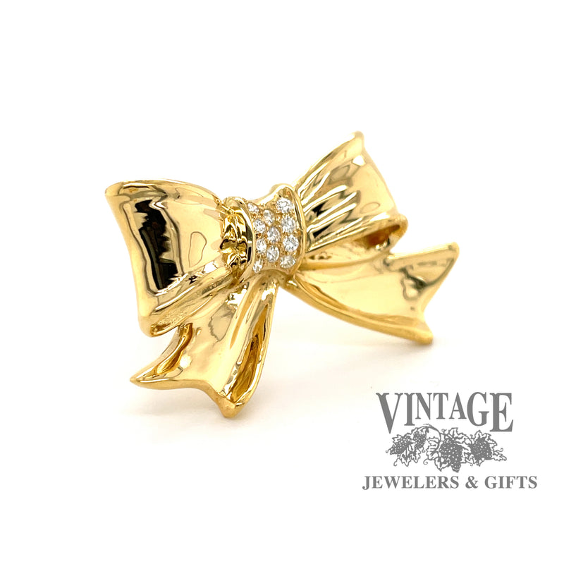 Herbert Rosenthal 18ky gold and diamond bow pin.