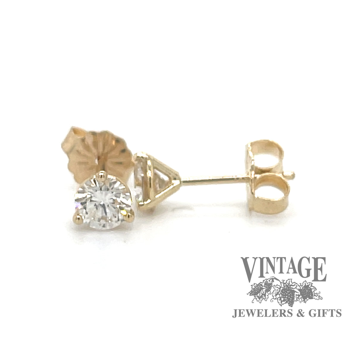 63 carat 14ky gold diamond stud earrings Vintage Jewelers Gifts LLC
