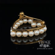 14 karat yellow gold heart shaped pearl pin, rear view