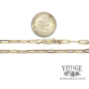 22” Paperclip 14ky gold solid chain quarter for scale