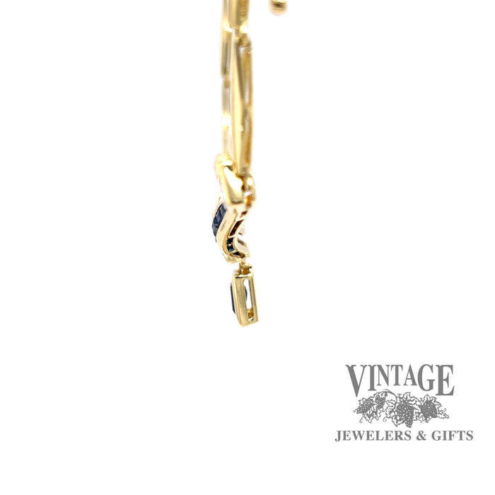 Sapphire and diamond 18 karat yellow gold choker necklace, side view