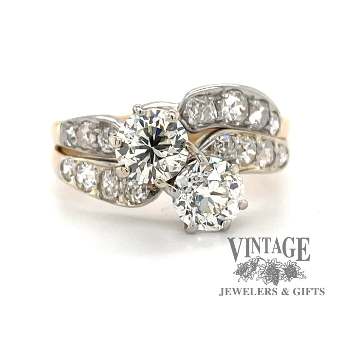 Two Stone Engagement Ring with East-West Pear Shaped Diamond in 14k White  Gold (1/2 ct. tw.)