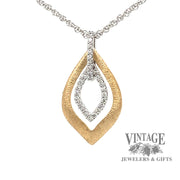   14 karat two tone diamond leaf shape necklace