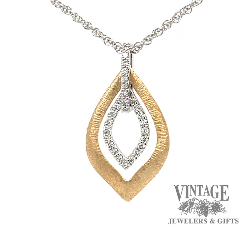   14 karat two tone diamond leaf shape necklace