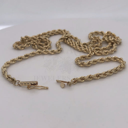 14k yellow gold barrel clasp and 2.9 mm 24" solid rope chain