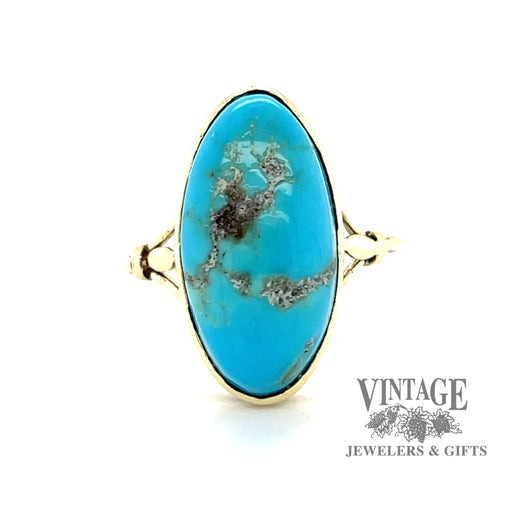 14 karat yellow gold oval turquoise ring with matrix