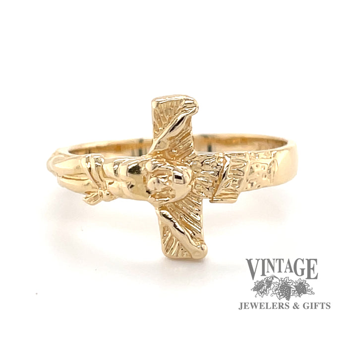 Delicate Gold Cross Ring With Crystlas - SoNailicious Boutique