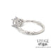 14 karat white gold diamond semi mount engagement ring with diamond leaf design, side view