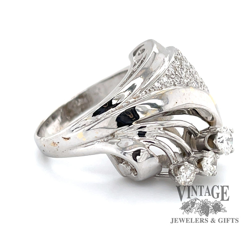 Vintage 14 karat white gold diamond cluster ring
