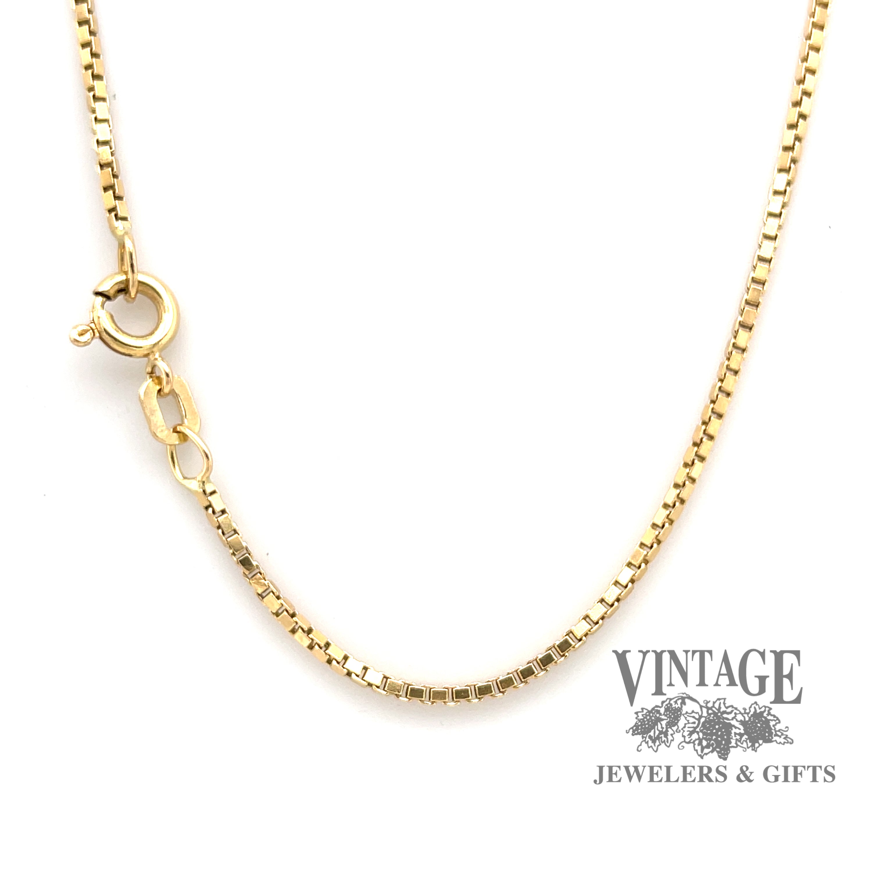 20” 18ky 1.3 mm box chain — Vintage Jewelers & Gifts, LLC.