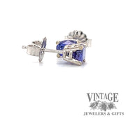 14 karat white gold oval tanzanite earrings