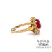 Ruby diamond ring in 18 karat yellow gold,  side view