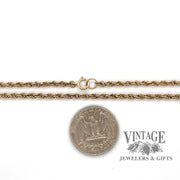 21” loose 14ky gold 2.7 mm rope chain quarter for scale