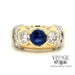 18 karat yellow gold & platinum 1.15 carat Sapphire and 1.02 carat total weight diamond 3-stone ring