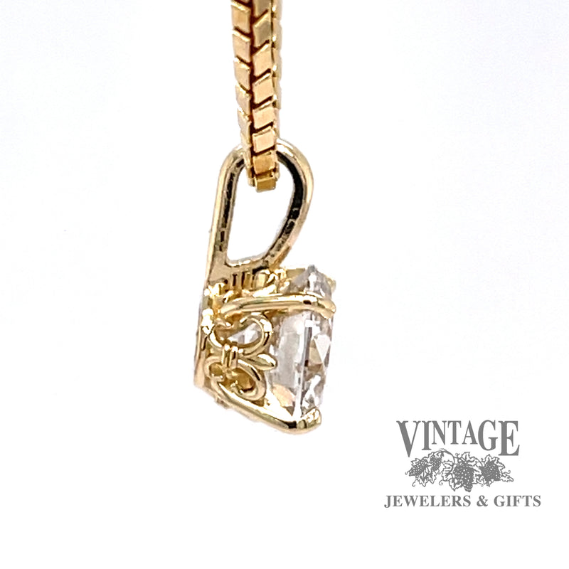 1.12 carat round natural diamond 14ky gold pendant side