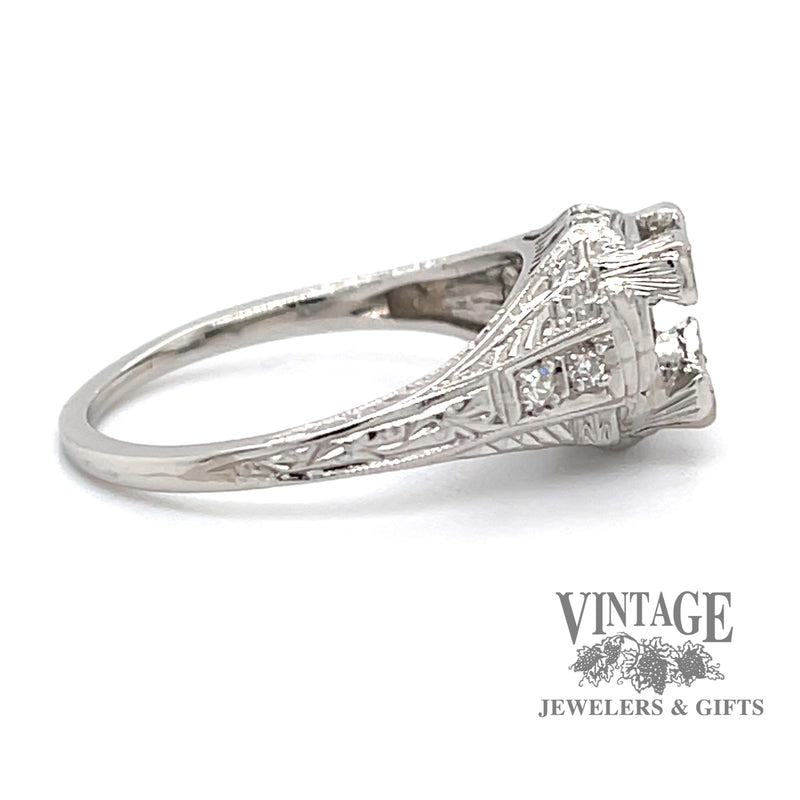 Platinum filigree mounting for 1 carat round stone