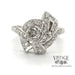 Vintage Art Deco 14 karat white gold diamond pave bow motif ring
