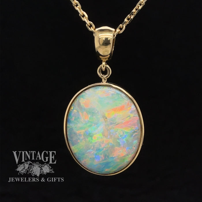 14 karat yellow gold 6.3 carat Fine crystal opal pendant