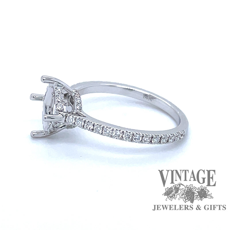 14 karat diamond semi mount ring for oval stone, other side view