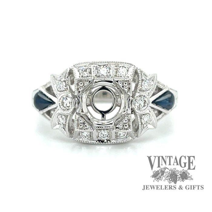 Art Deco 29 Carat Burmese No-Heat Cabochon Sapphire Diamond Platinum Ring