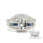 Diamond 14kw gold hand engraved ring band with engagement ring