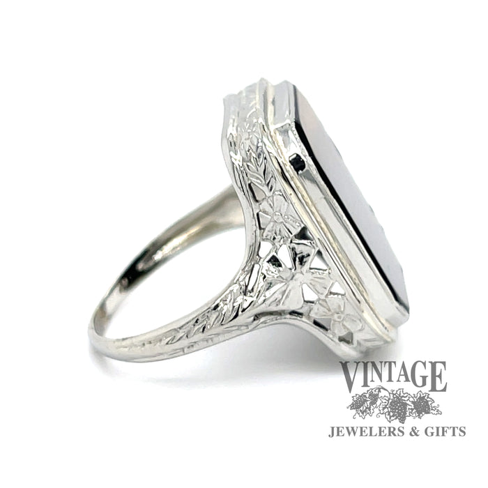 Black Onyx Ring Vintage Engagement Rings for Women 925 Sterling Silver Ring  | eBay
