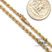 14 karat yellow gold 30” "AS IS" 3m solid rope chain, shown with quarter for size reference