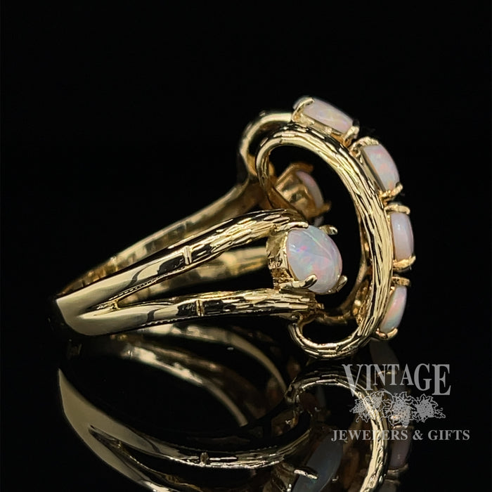 Opal cluster 18ky gold ring side