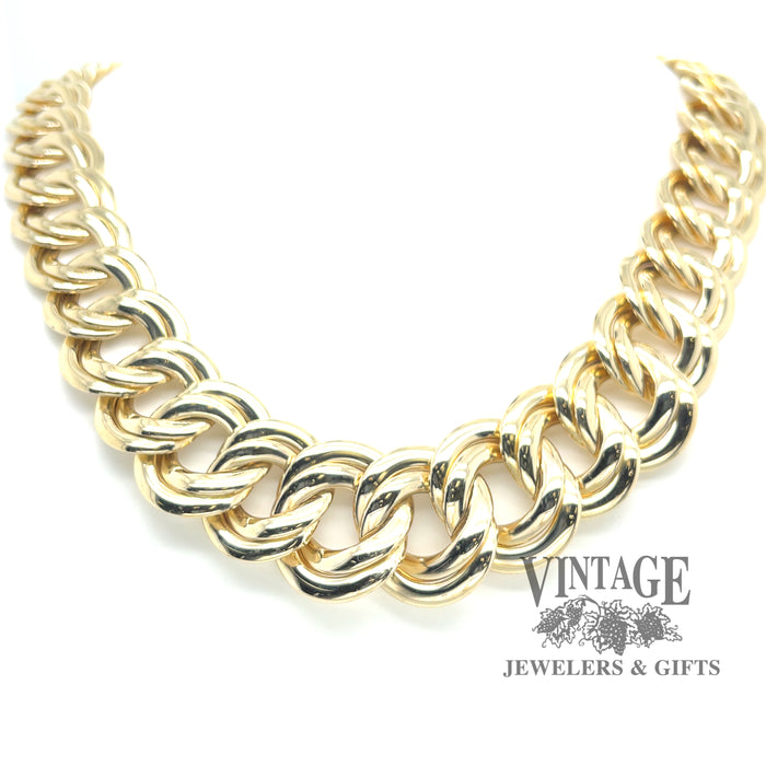 Graduated large double curb link 14ky gold 18” necklace
