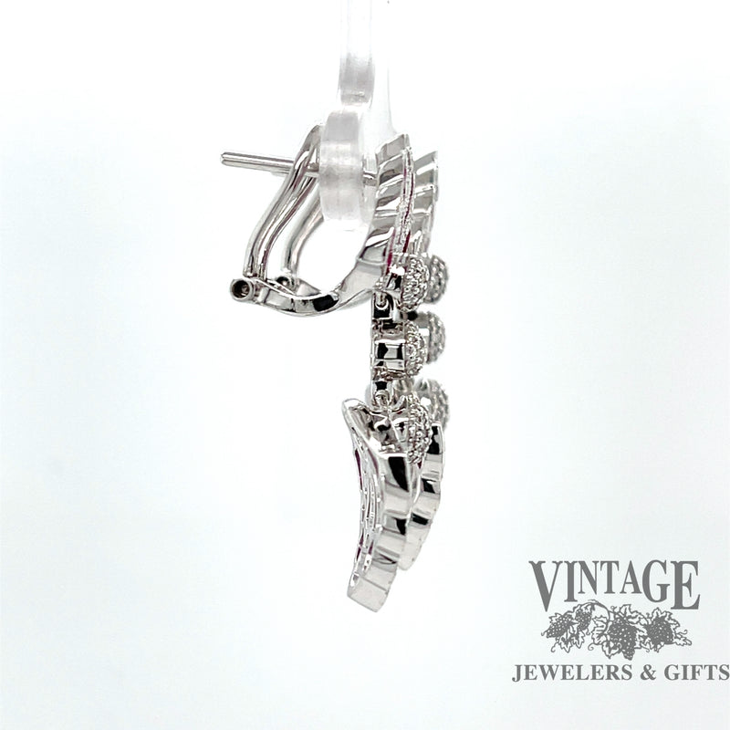 Ruby and diamond Art Deco inspired 14kw gold drop earrings