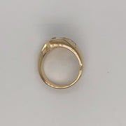 14 karat yellow gold .80ct Tsavorite and diamond channel set bypass ring, alternate side view