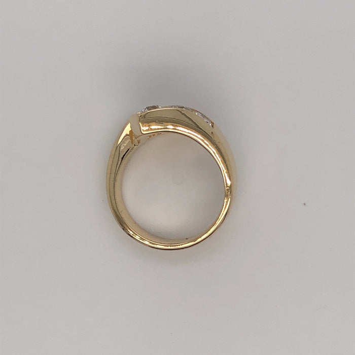 14 karat yellow gold .80ct Tsavorite and diamond channel set bypass ring, alternate side view