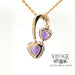 Double heart amethyst 14ky gold pendant back