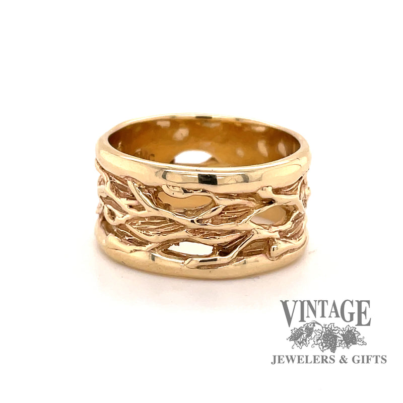 14 karat yellow gold free form estate  wide wedding band