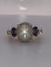 14 karat rose gold white star sapphire ring, front view focusing on the star.