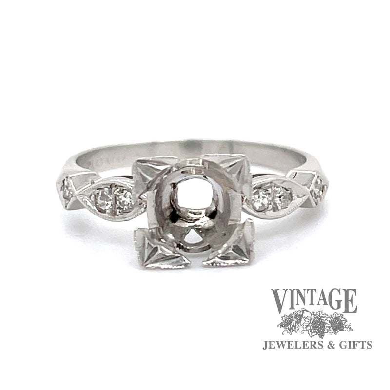 Antique platinum illusion head ring for 7.5 mm round stone