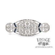 Edwardian platinum diamond and sapphire pin