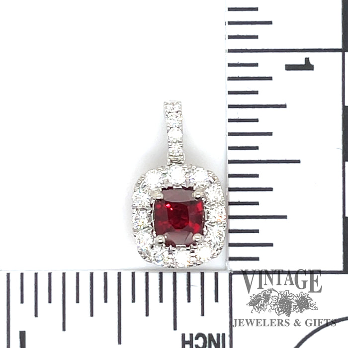 .95 ct natural Red spinel 14k white and rose gold diamond pendant