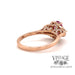 18 karat rose gold natural pink sapphire and diamond ring, side/back view