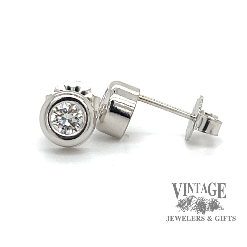 .48 CTW diamond bezel 14kw gold stud earrings