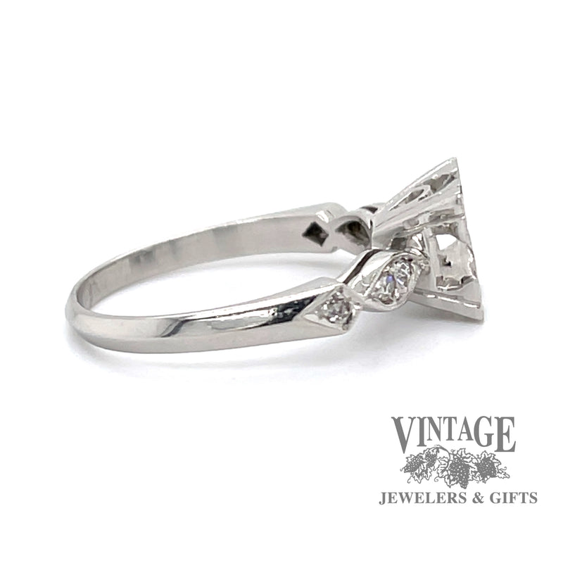 Antique platinum illusion head ring for 7.5 mm round stone