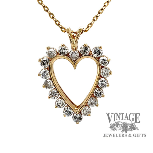 14 karat yellow gold 2ctw diamond heart shaped pendant