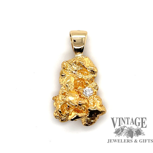 Cast nugget 22ky gold and diamond pendant
