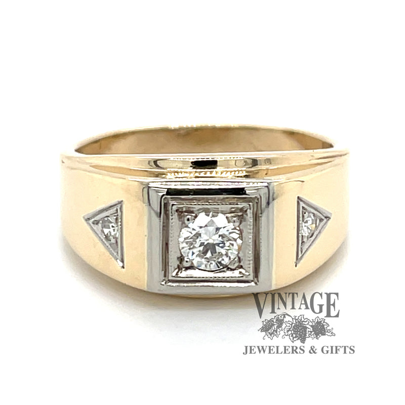 14 karat yellow and white gold .22ctw 3-diamond tapered ring