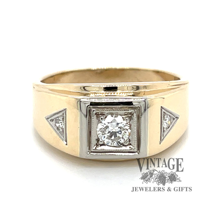 Vintage 14K Yellow Gold Diamond Ring Size 10.75 Circa 1960 - Colonial  Trading Company
