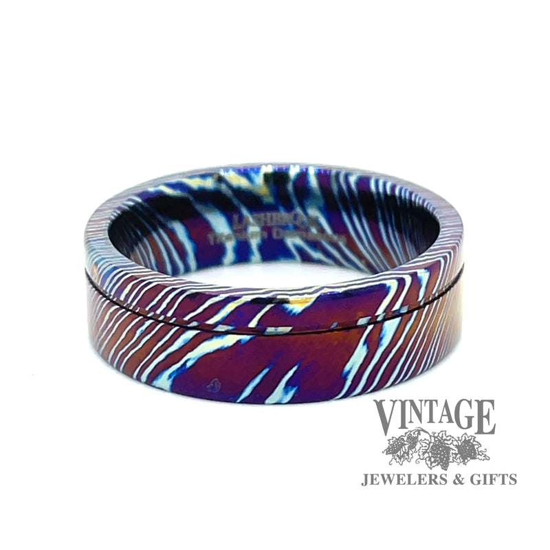 Titanium Damascus 8mm ring