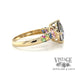 14 karat yellow gold mystic topaz multi color pave ring, side view