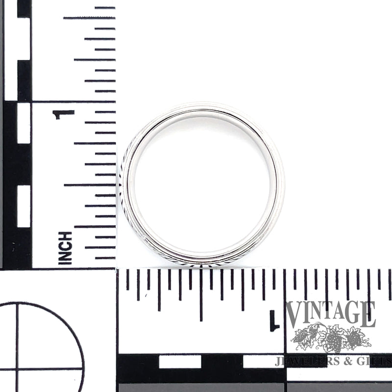 Mill-Grain 6mm 14kw gold comfort fit ring band scale